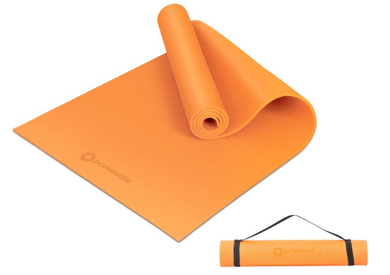 Primasole Yoga Mat with Carry Strap for Yoga Pilates Fitness and Floor Workout at Home and Gym 1/4 thick(Coral Red Orenge Color) PSS91NH008A - Image 1